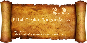Mihályka Margaréta névjegykártya